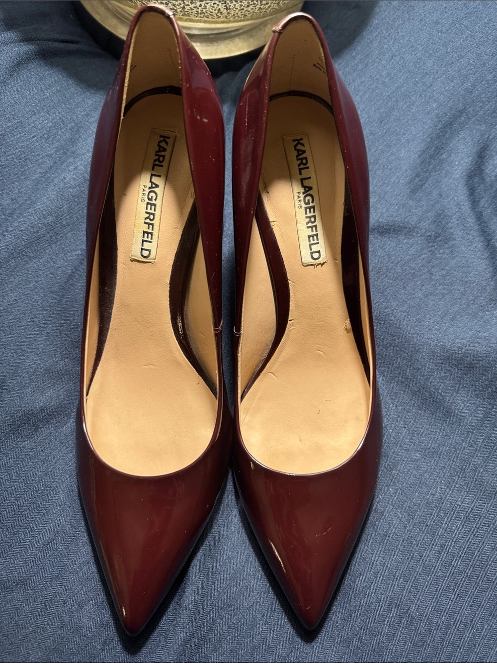 Karl Lagerfeld Women's Burgundy Patent Pointed Pumps